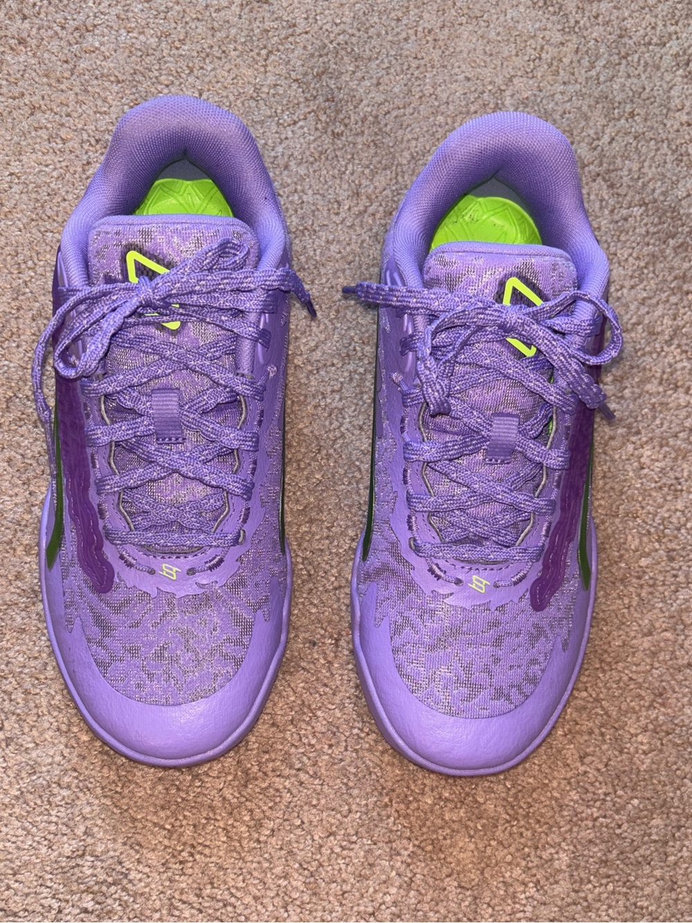 Puma Stewie 3 Basketball Shoes in Purple with Lime Green Accents 9.5 Run 8.5